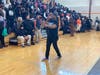 A large crowd of students at a high school in Newark raised the Black Liberation flag to commemorate Black History Month last week.