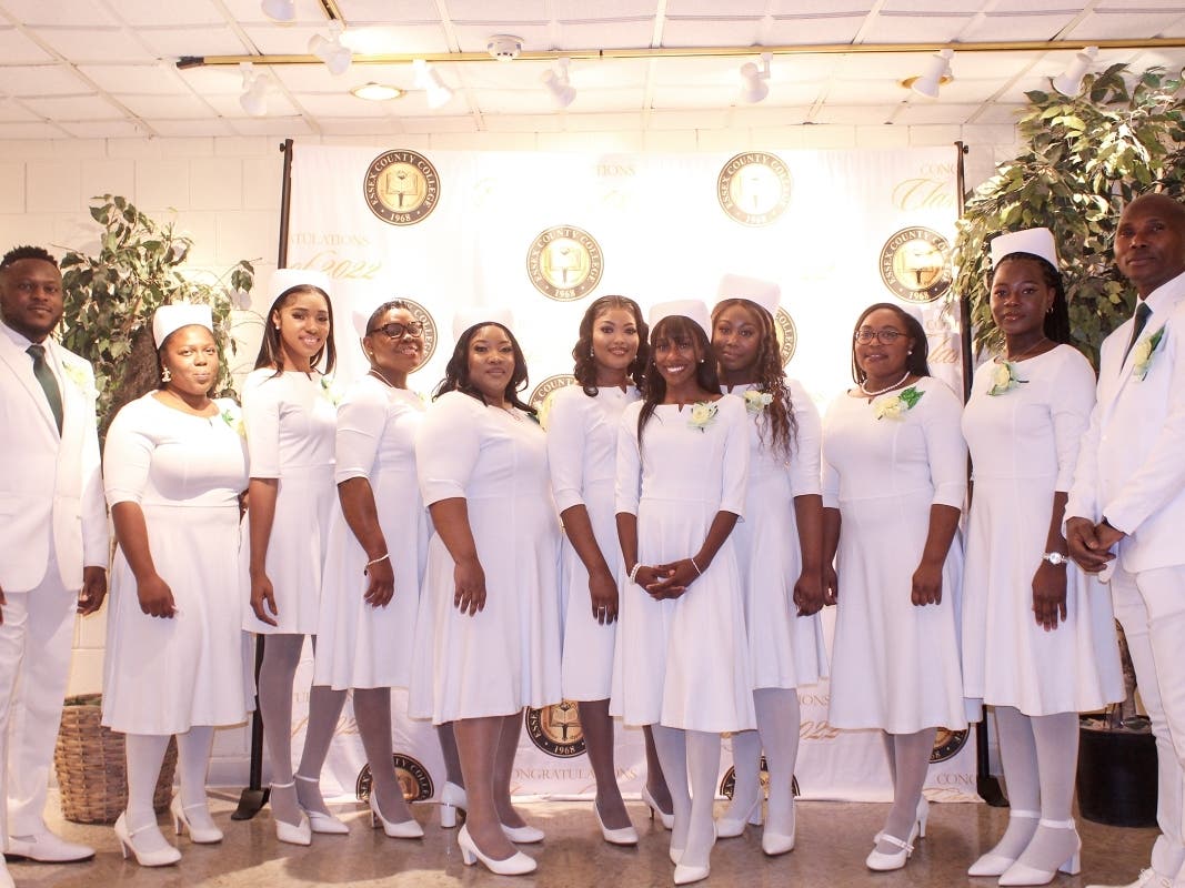 Essex County College’s 2022 licensed practical nurse (LPN) class receives their pins at a ceremony in North Jersey.