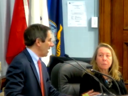 Richard Trenk speaks about a recent New Jersey Supreme Court case involving the town of West Orange at the Town Council meeting on March 21.