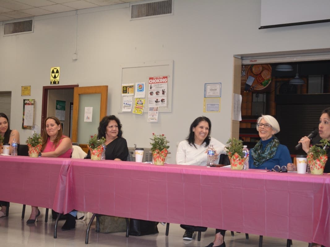 Members of the Nutley community filled the high school cafeteria on March 21 to hear six dynamic women share their personal journeys of success and struggles during the 2023 Women’s Health and Professional Career Panel.