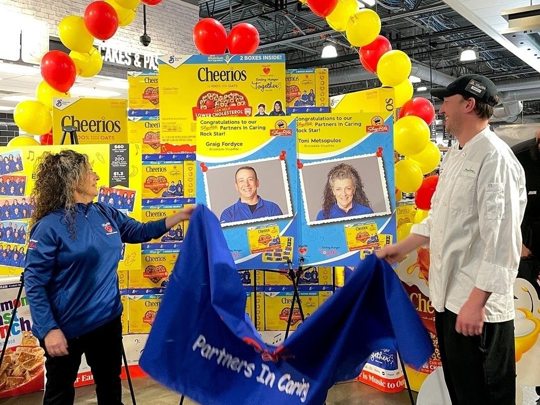 Graig Fordyce and Toni Mestopulos, who work at the Brookdale ShopRite in Essex County, found themselves staring at boxes of cereal with their own faces on them during a ceremony last week. Both helped their store to raise more than $4,000 for food banks.