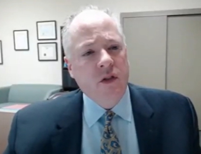 Tim Stafford speaks during a virtual meeting of the Montclair Town Council on Dec. 21, 2021.