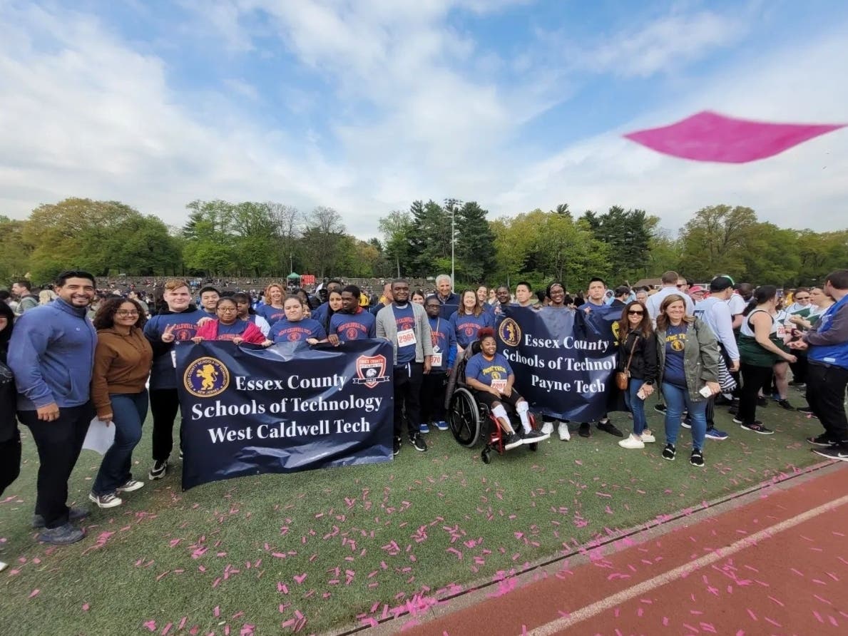 A field of inspiring young athletes pose for a photo at the annual Essex County Special Olympics Track and Field Competition on April 26.
