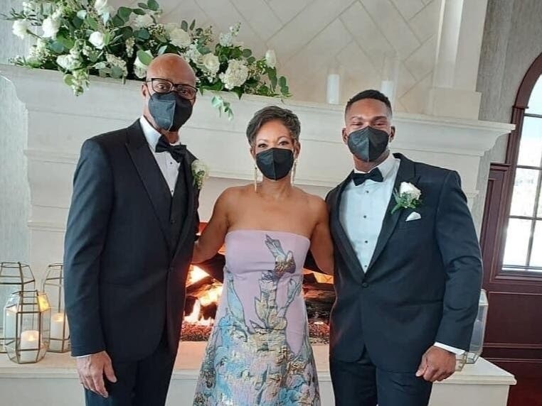 Charles Upshaw and his family celebrate at his son's wedding. The 67-year-old retired Newark police detective recently underwent a heart transplant at Newark Beth Israel Medical Center.