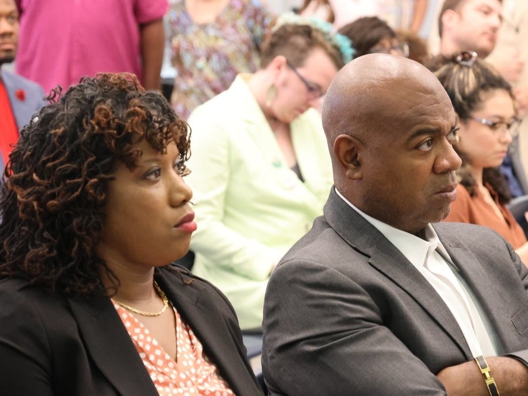 Newark Mayor Ras Baraka was among the city officials in attendance at a news conference to announce a new youth literacy plan at the Newark Public Library last week.