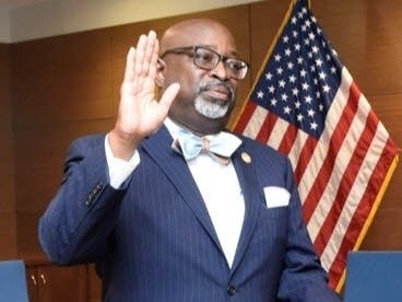 C. Lawrence Crump, a city council member in Newark, was recently sworn in for a seat on the board of the Passaic Valley Sewerage Commission (PVSC).