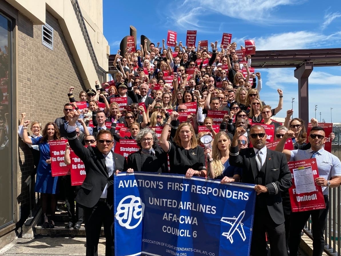 Flight attendants outraged over stalled contract talks and working conditions – which they say are also impacting travelers – held a day of picketing on Thursday at more than 20 airports across the nation, including Newark Airport.