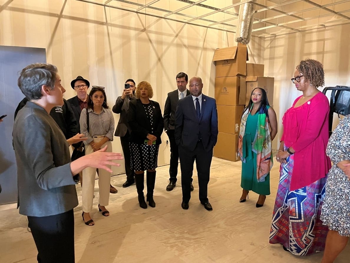 New Jersey officials gather Tuesday for an announcement about the state’s Cannabis Equity Grant Program at Nightjar, a women-owned cannabis dispensary set to open at 549 Bloomfield Avenue in Bloomfield, NJ.