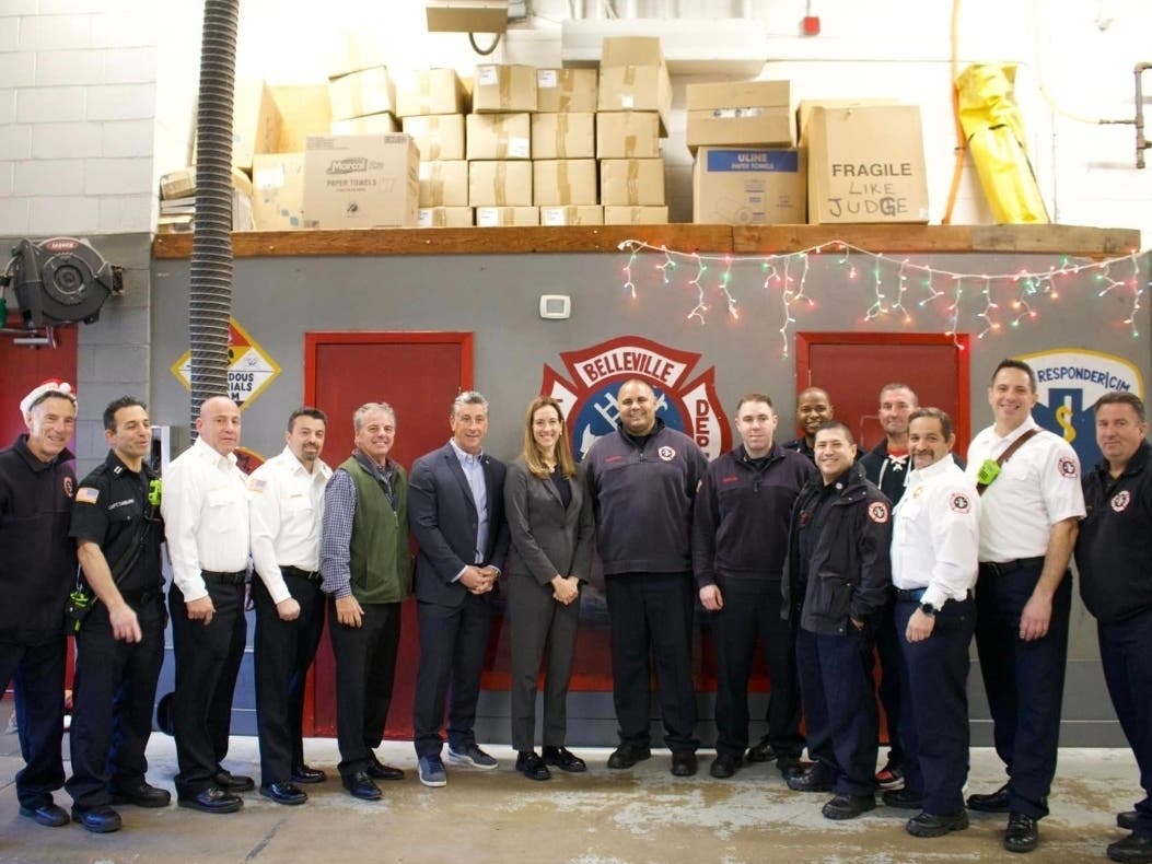 U.S. Rep. Mikie Sherrill paid a visit to a firehouse in Belleville this week to push for the repeal of federal policies that she says is unfairly targeting the wallets of retired emergency responders.