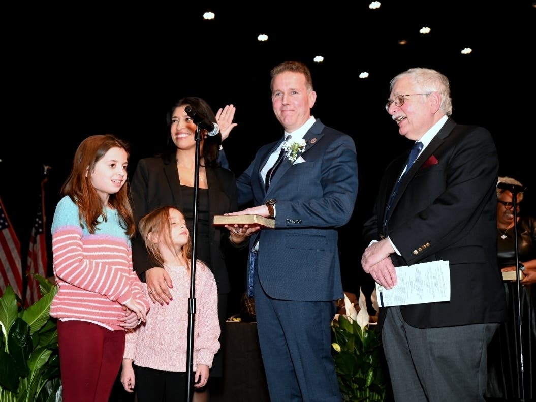 Brendan Gill of Montclair was sworn in for a new term last week at the Essex County Commissioner Board’s annual reorganization meeting.
