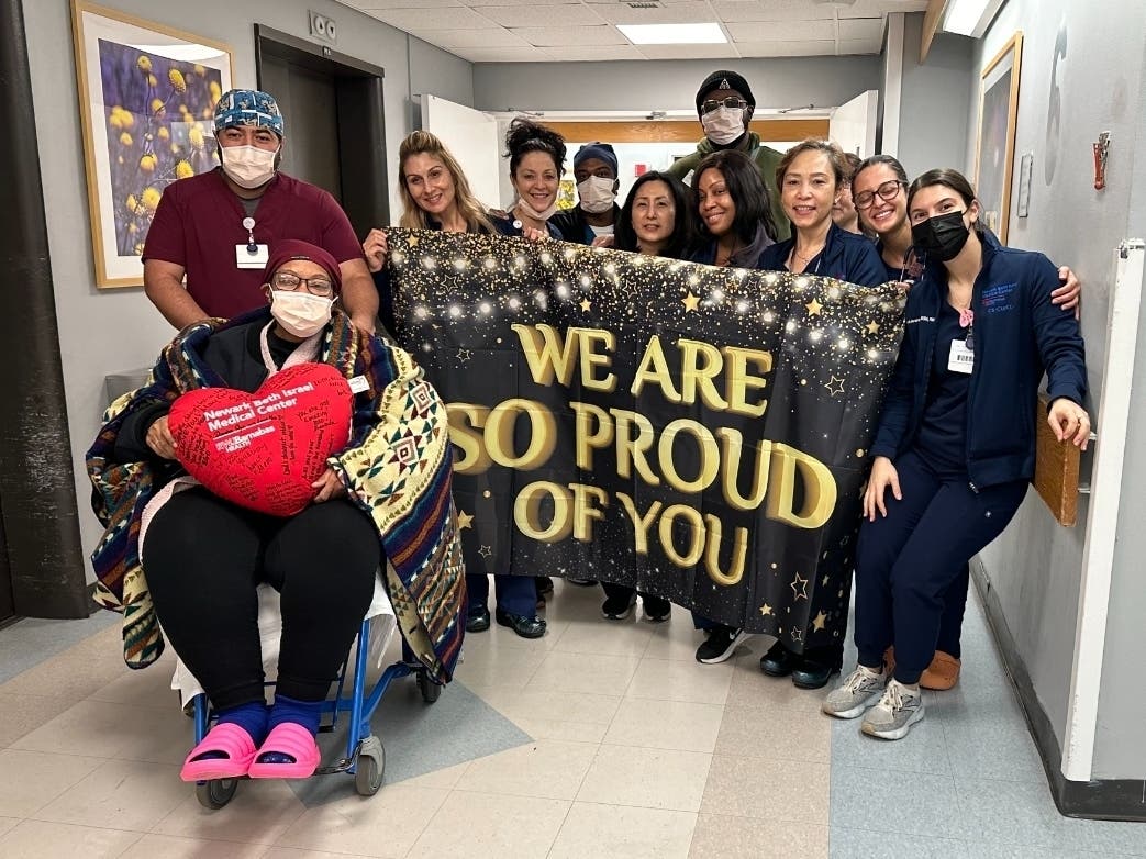 Naiya Atkins is discharged from Newark Beth Israel Medical Center in Newark, New Jersey after having a heart transplant.