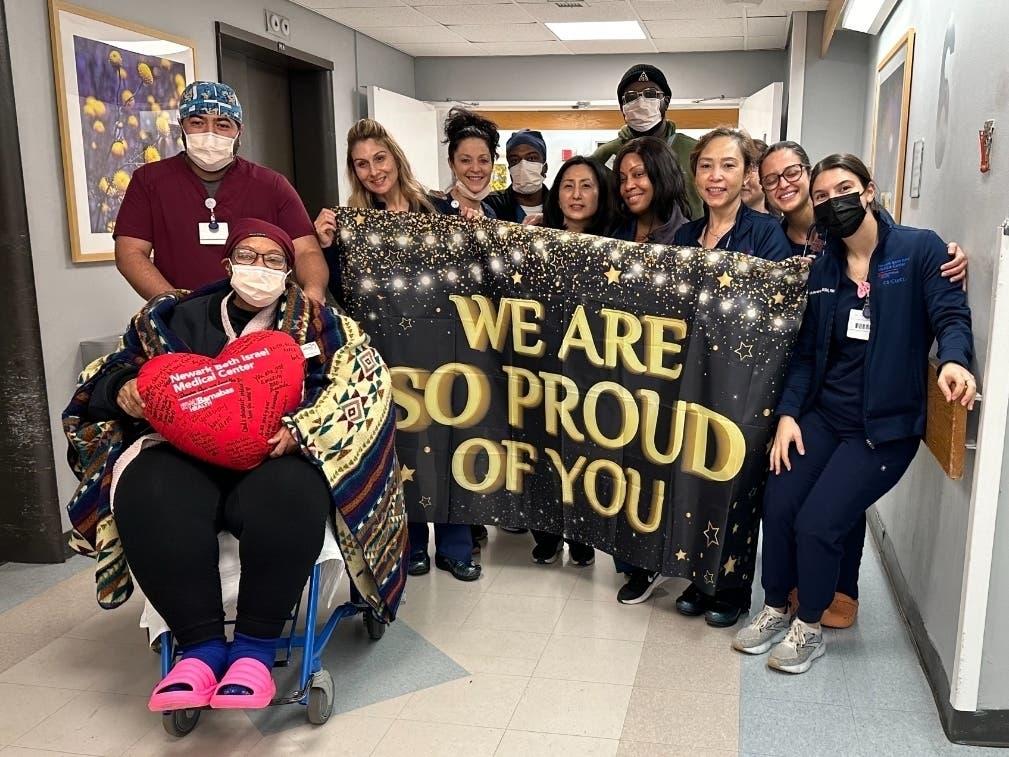 Naiya Atkins is discharged from Newark Beth Israel Medical Center in Essex County after having a heart transplant.
