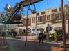 A film crew sets up on Church Street in Montclair, New Jersey on Feb. 7, 2024.