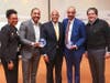 RWJBarnabas Health and NBI leaders present The Three Doctors Foundation speakers with a token of appreciation at the hospital's annual Black History Month Celebration Ceremony.
