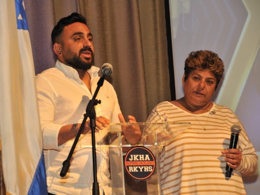 Evytar and Rachel Edri were among the speakers at an event held at Joseph Kushner Hebrew Academy in Livingston on March 17.