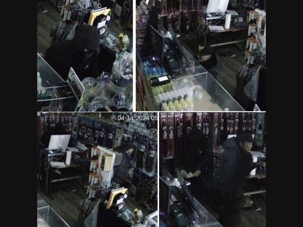 Two men broke into a Newark business by climbing onto a roof and making their entrance through a second-floor window on Sunday, authorities said.