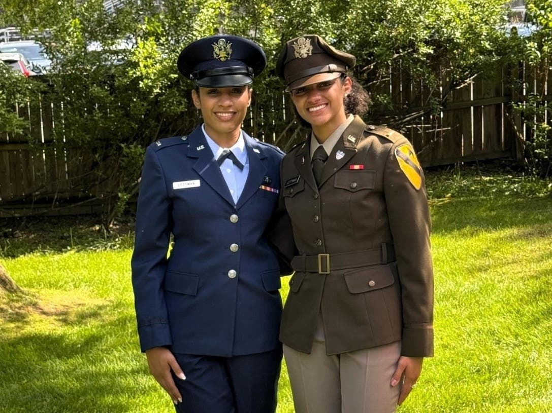 1LT Jasmyn Lettman (USAF) and 2LT Vanessa Lettman (US Army)