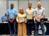During the final Board of Education meeting for the 2023-24 school year, Superintendent Hayden Moore and the board members took time to recognize some important departures. Above, Moore, Leila Aboulneja, Keni James and BOE President Brian Rock.