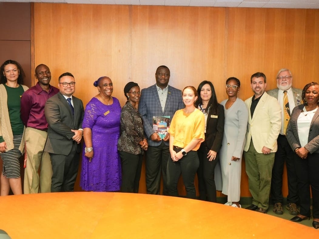 Essex County College President Dr. Augustine A. Boakye with members of the College’s Diversity, Equity and Inclusion (DEI) Committee.