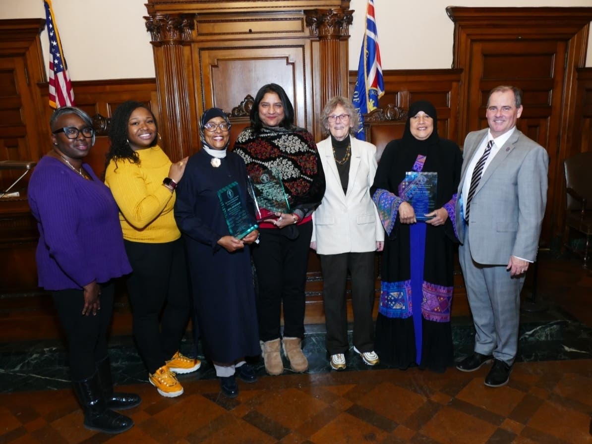 From left: Comm'r V.P. Tyshammie Cooper, Comm'r A'Dorian Murray-Thomas, Debra Jean Chandler, Saba Laeeq, Comm'r Patricia Sebold, Cynthia Brown, Comm'r Pres. Carlos Pomares
