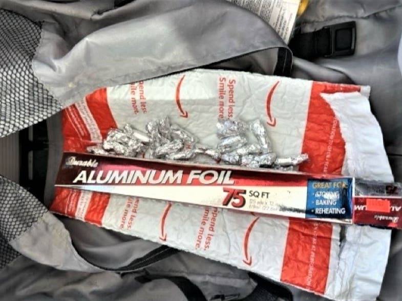 Sixteen bullets, each wrapped in aluminum, were found stuffed into a cardboard tube and placed in an aluminum foil box. They were intercepted by TSA officers at Newark Liberty International Airport in New Jersey on March 18.
