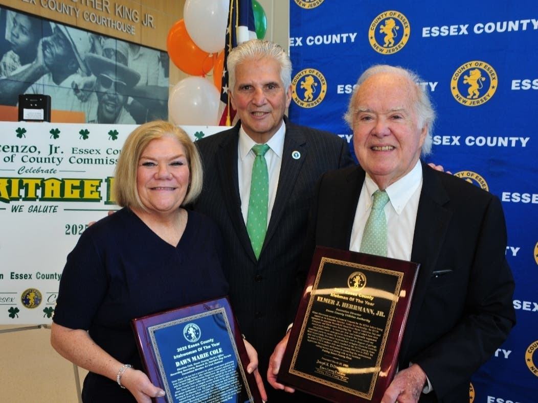Essex County officials recently tipped their caps to the “Irishman and Irishwoman of the Year” at their 2025 Irish Heritage Celebration: Elmer J. Herrmann Jr. and Dawn Marie Cole.