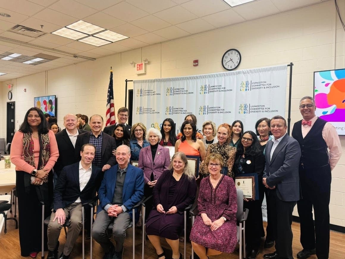 Livingston Town Council members, LCDI members, and 2025 Inspiring Women of Livingston honorees gather for a celebration event on April 6.