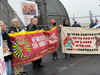 Immigration advocates, community members and local officials gather outside Delaney Hall in Newark, NJ on May 6, 2025.