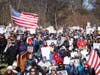 Protesters rally at a “No Kings” demonstration against the administration of Donald Trump in Montclair, NJ on March 28, 2026.