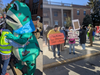 Protesters rally at a “No Kings” demonstration against the administration of Donald Trump in Bloomfield, NJ on March 28, 2026.