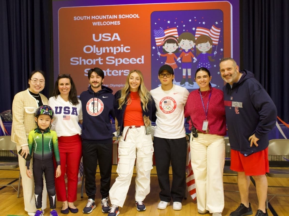Students at two North Jersey schools got a visit from members of the U.S. Olympic short track speed skating team as part of a national outreach tour.