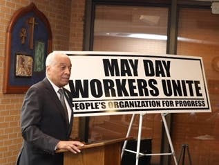 A coalition of local groups and advocates holds a news conference in Newark, NJ