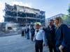 New Jersey Governor Mikie Sherrill visits the aftermath of a warehouse fire which occurred on Sunday, May 3 in Belleville, N.J.