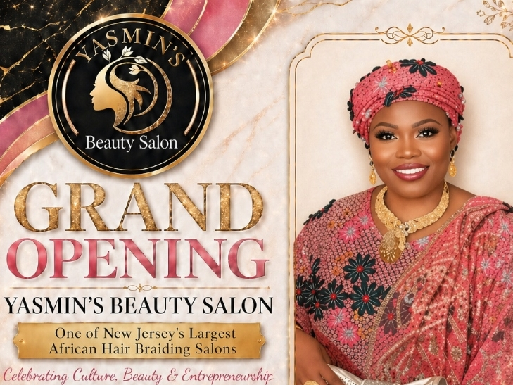 A grand opening event will take place for Yasmine Beauty Salon at 524 William Street in East Orange, NJ on May 16.