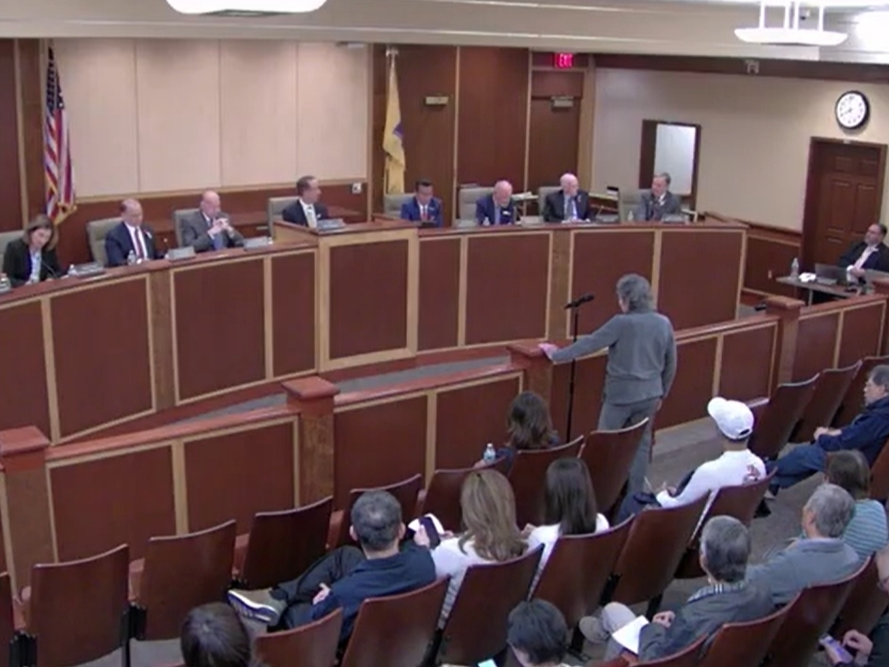 A resident speaks during public comment at the Livingston Town Council meeting on May 12, 2026.