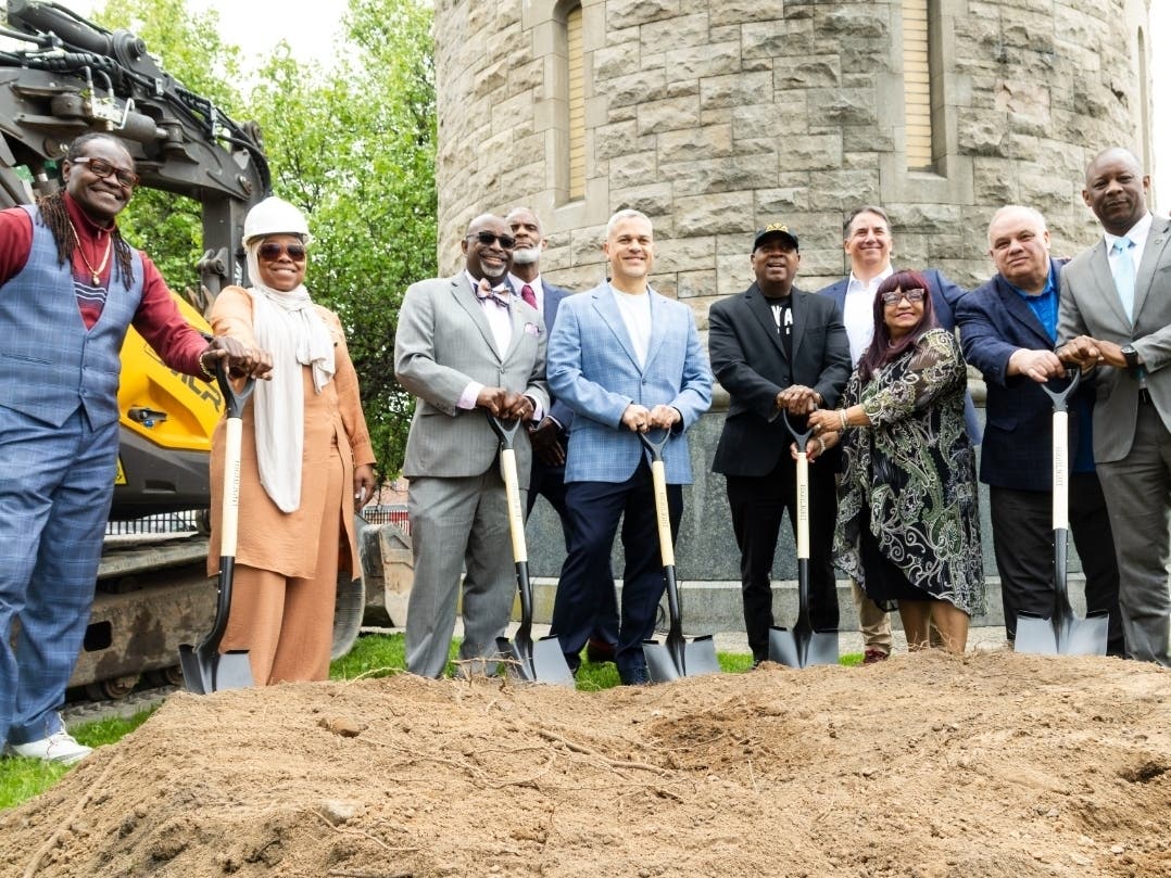 City officials hold a groundbreaking ceremony at Sal Bontempo Park.