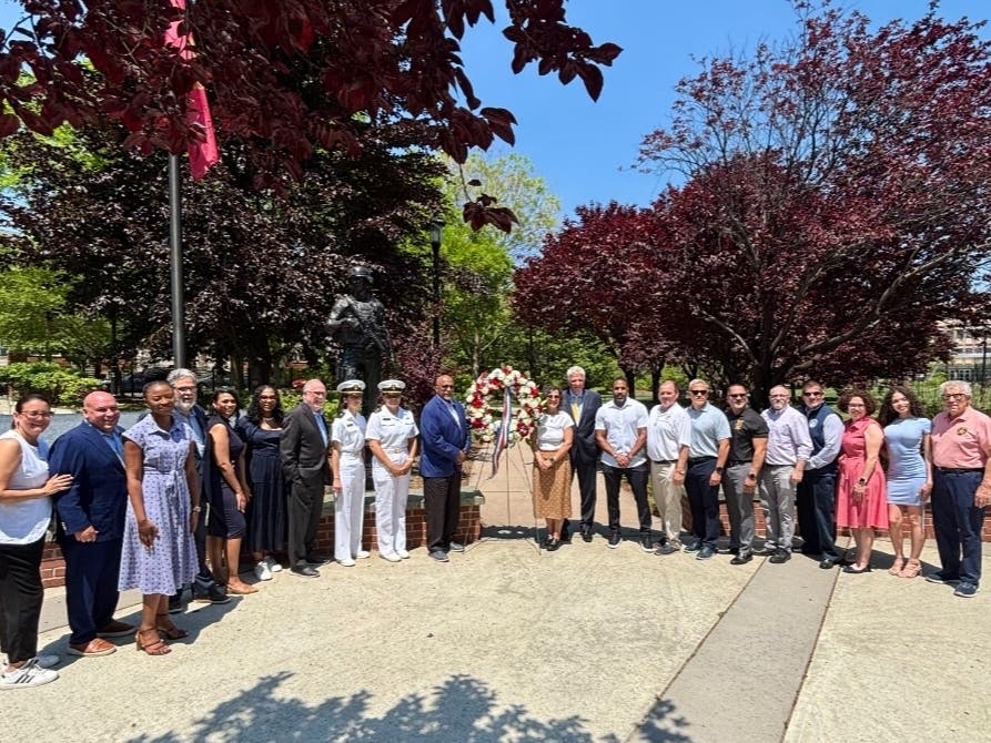 Essex County residents, veterans and community members gather at a Memorial Day-themed ceremony in Newark, NJ on May 19, 2026.