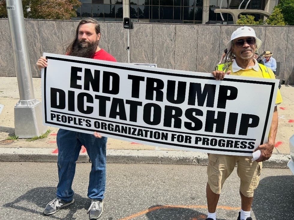 'UFC You Later,' Newark Protesters Tell Trump After White House Cage Matches