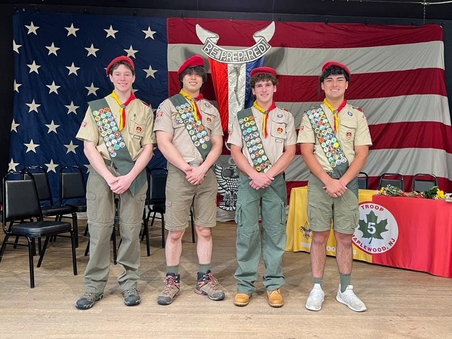 Troop 5 Maplewood recently announced that four of its scouts have earned the rank of Eagle Scout.