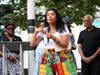 U.S. Rep. Analilia Mejia speaks at the township's Juneteenth flag raising event on June 19, 2026.