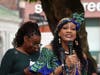 Montclair Mayor Renee Baskerville speaks to the crowd at the township's Juneteenth flag raising event on June 19, 2026.