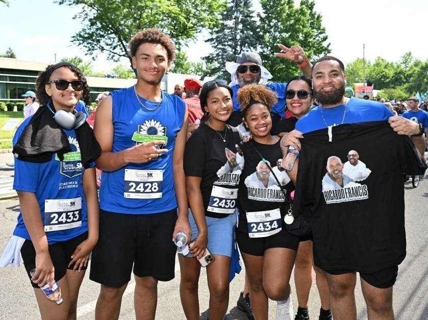 Family members and friends of the late Ricardo Francis, 66, of Irvington, NJ, walked together as part of the “Richy’s Riches” 5K team to honor his memory and celebrate his lifesaving impact as an organ donor.