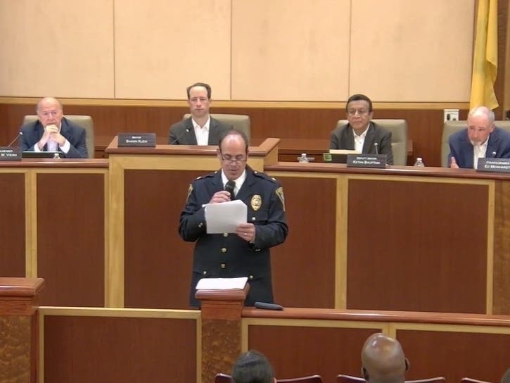 Livingston Police Chief Gary Marshuetz gave a “state of the department” address at the town council meeting on July 28, 2026.