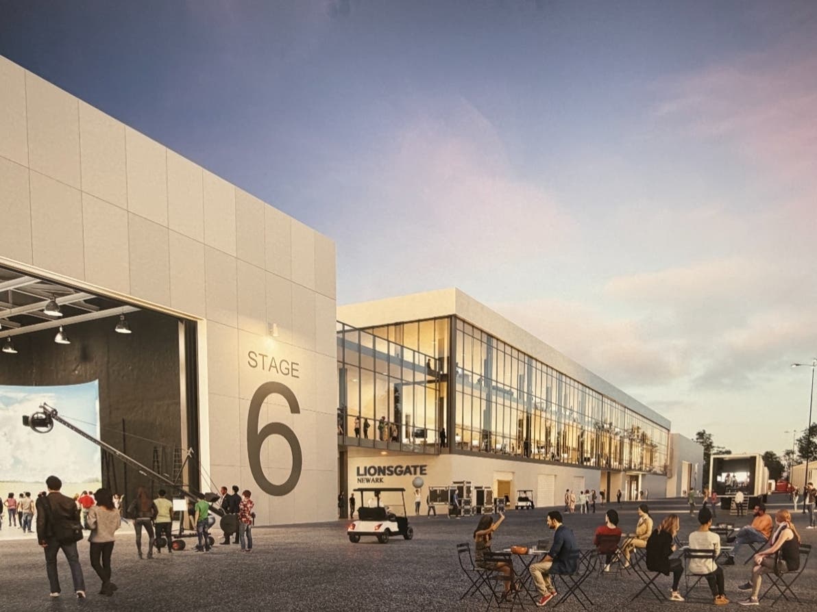 The above rendering depicts plans for Lionsgate Studios Newark in New Jersey, which is still under construction. The studio is expected to open in 2027.