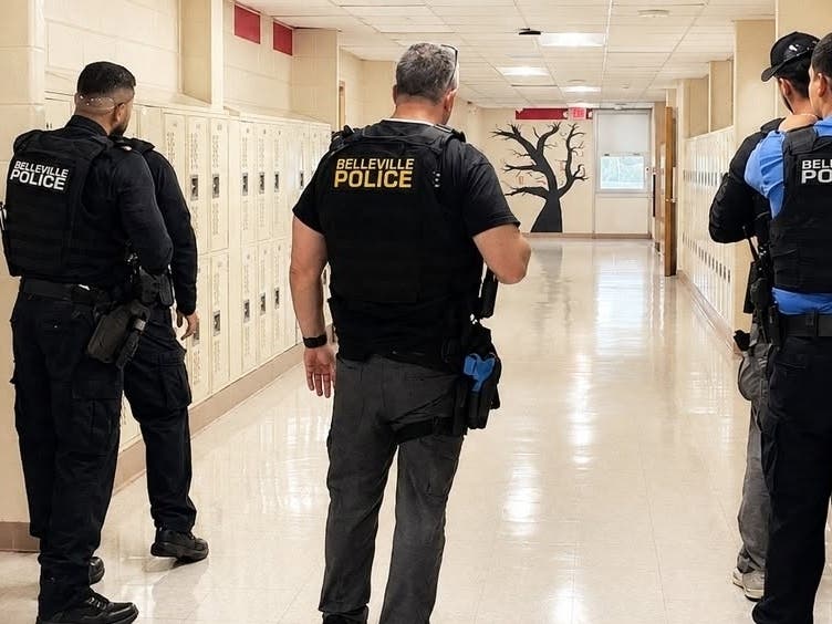 Local emergency responders hold an active shooter emergency response training at Belleville High School.