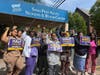 Health care workers and nursing home employees throughout New Jersey took part in a nationwide day of action in opposition to the ongoing federal crackdown on illegal immigration. Above, workers in Newark, NJ are seen participating on Sept. 24, 2026.