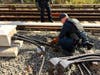 Port Authority Police Department rescue an injured hawk that landed near the PATH train tracks on Sept. 23, 2026.
