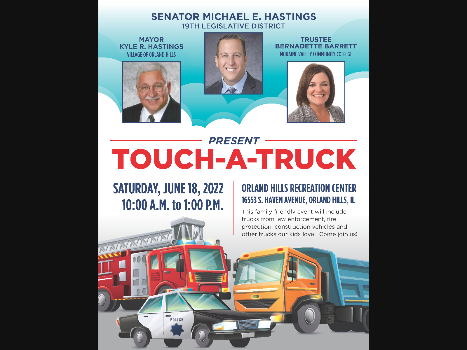 For more information, call Hastings' office at (815) 464-5431.