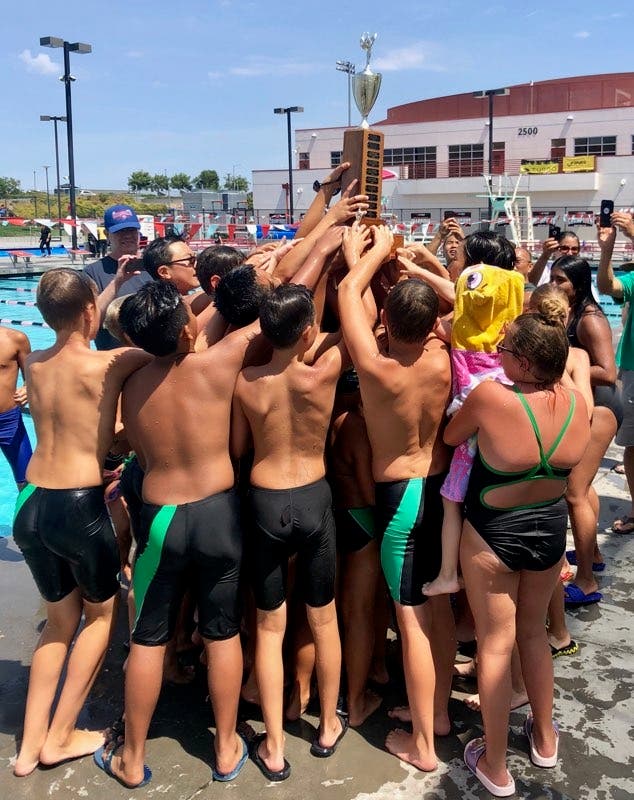 Swimmers with trophy