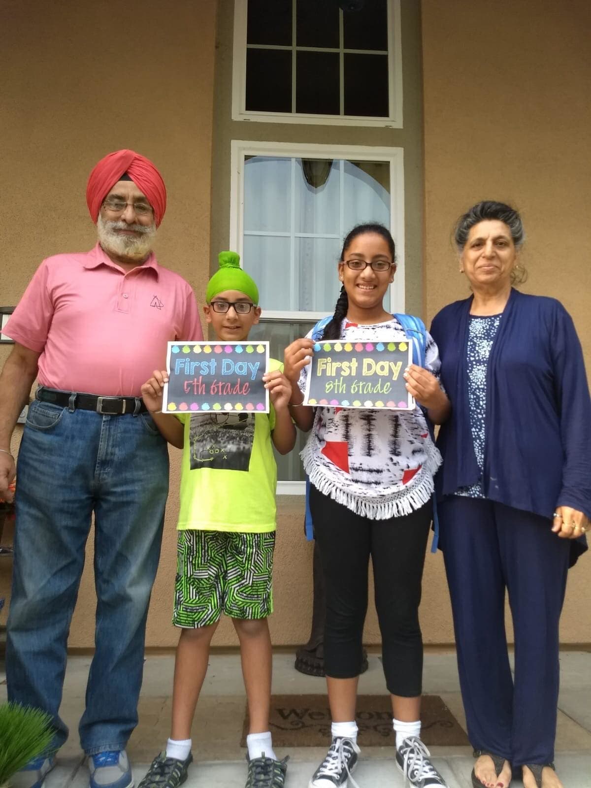 Singh family on first day of school Singh family on first day of school